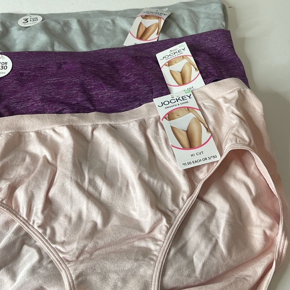 Jockey Smooth & Shine Hi-Cut Panties 3 Pairs Size XL / 8 - Picture 3 of 9